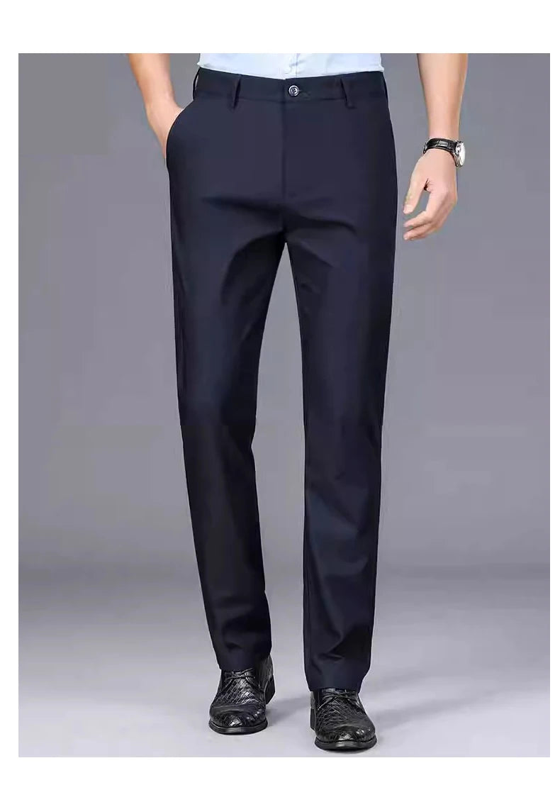 Men’s Smart Casual Black Trousers – Stretch Straight Fit