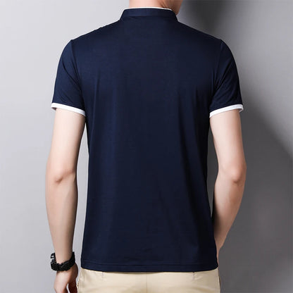 Fashionable Stand Up Collar Short Sleeved T-shirt