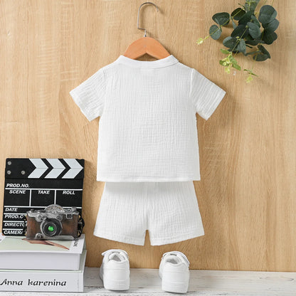 Boys Summer 2PCS Cotton Set – Casual T-Shirt & Shorts with Pockets