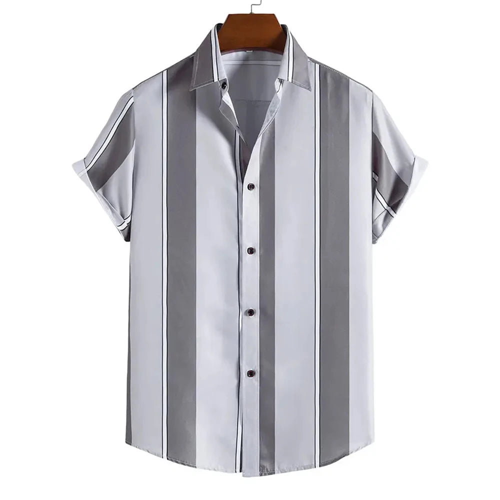 Men’s Summer Striped Short Sleeve Shirt – Casual Fashion