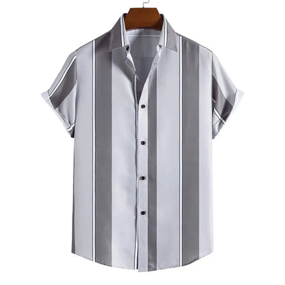 Men’s Summer Striped Short Sleeve Shirt – Casual Fashion