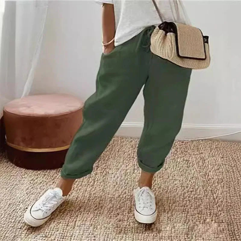 Drawstring Elastic Waist Trousers with Pockets Lounge
