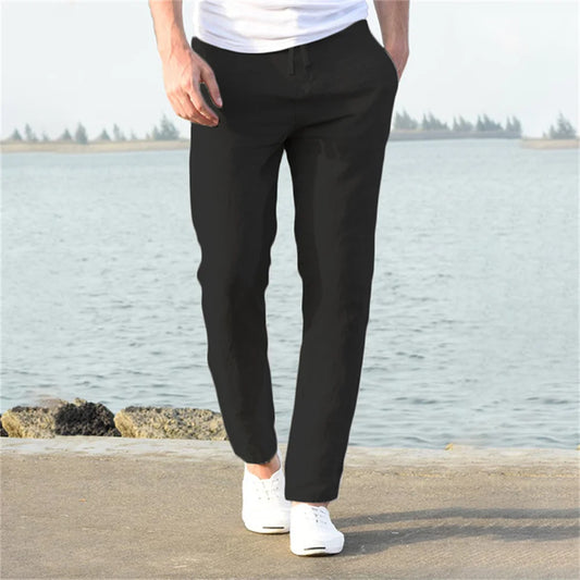 Men’s Cotton Linen Pants – Breathable Solid Color Trousers