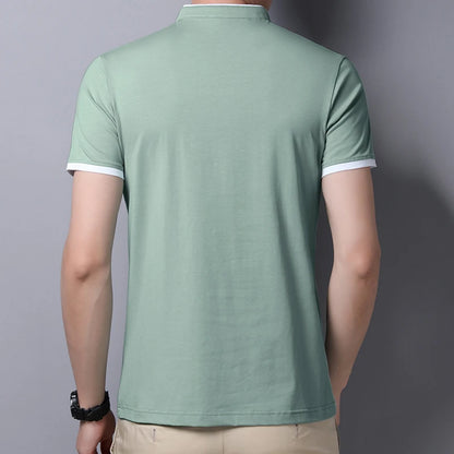 Fashionable Stand Up Collar Short Sleeved T-shirt