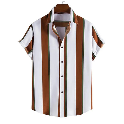 Men’s Summer Striped Short Sleeve Shirt – Casual Fashion