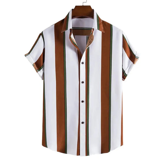 Men’s Summer Striped Short Sleeve Shirt – Casual Fashion
