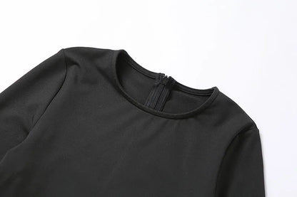 Women’s Black Bodycon Jumpsuit – Long Sleeve Streetwear Romper
