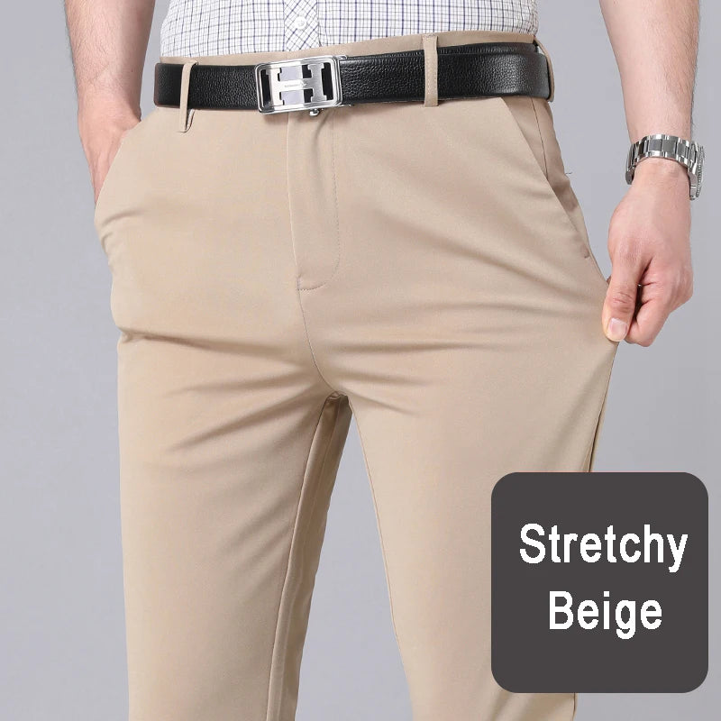 Men’s Smart Casual Black Trousers – Stretch Straight Fit