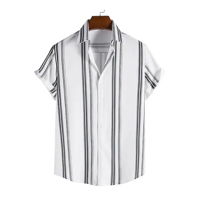 Men’s Summer Striped Short Sleeve Shirt – Casual Fashion