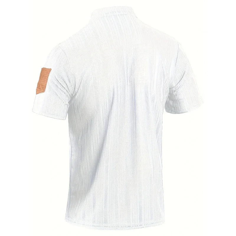 Men’s Summer Henley T-Shirt – Short Sleeve Solid Color