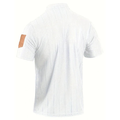 Men’s Summer Henley T-Shirt – Short Sleeve Solid Color