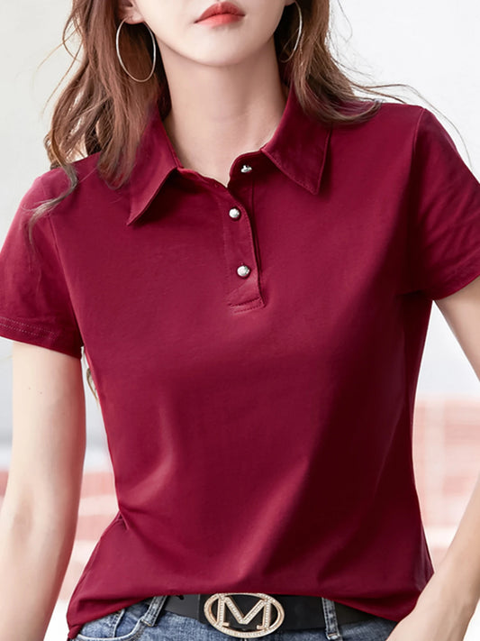 Women’s Chic Cotton Blend Shirt – Long Sleeve, Semi-Sheer