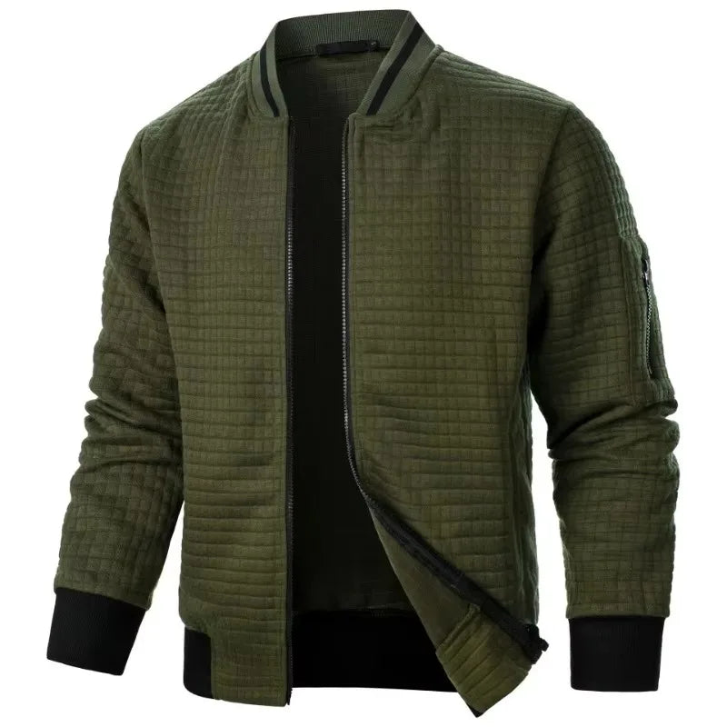 Men’s Zipper Baseball Jacket – Long Sleeve Streetwear Coat