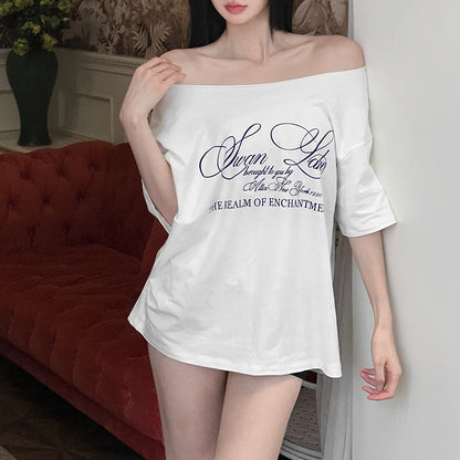 Women’s Summer Loose T-Shirt – Letter Print Streetwear Top