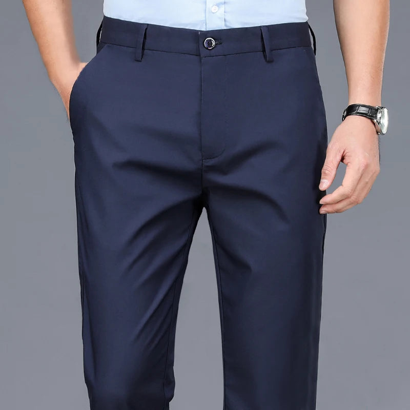 Men’s Smart Casual Black Trousers – Stretch Straight Fit