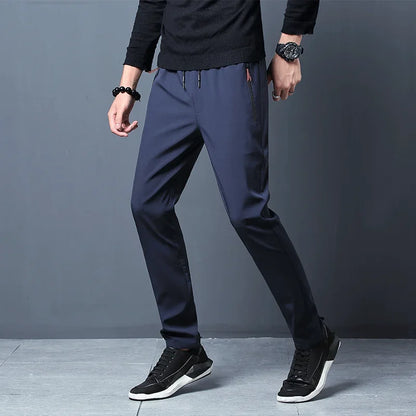 Men's Casual Pants Straight Slim Fit Elastic Waist Jogger
