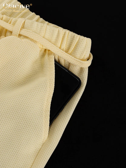 Loose Short Sleeve Shirt & High Waist Wide Leg Pants