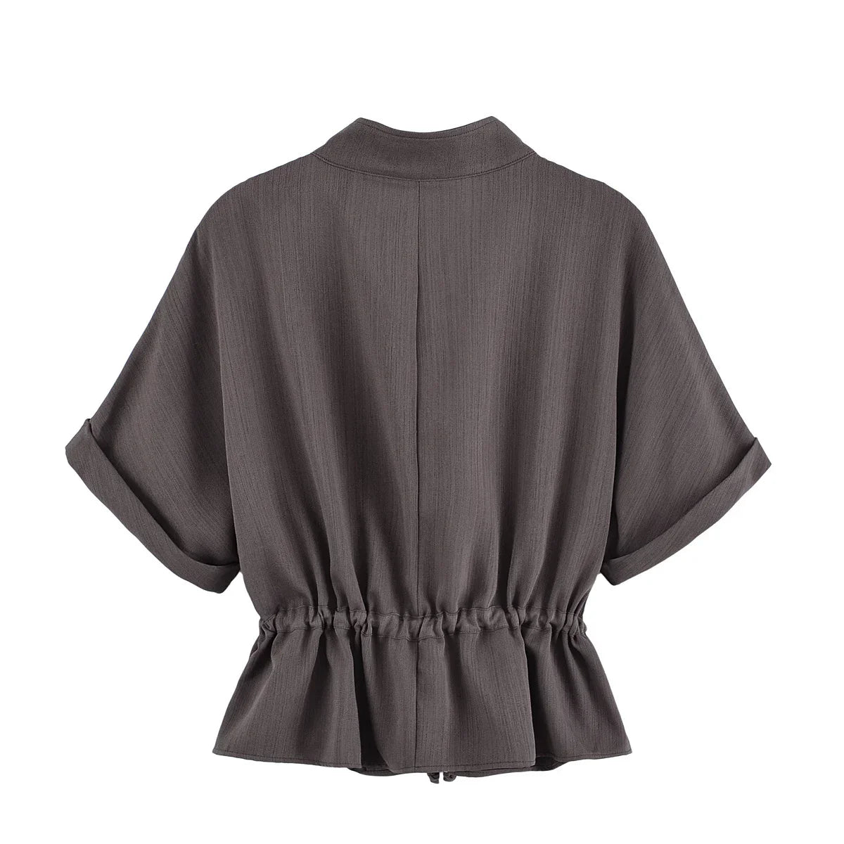 Short Sleeve Coat & High Waist Trousers Casual Outfit