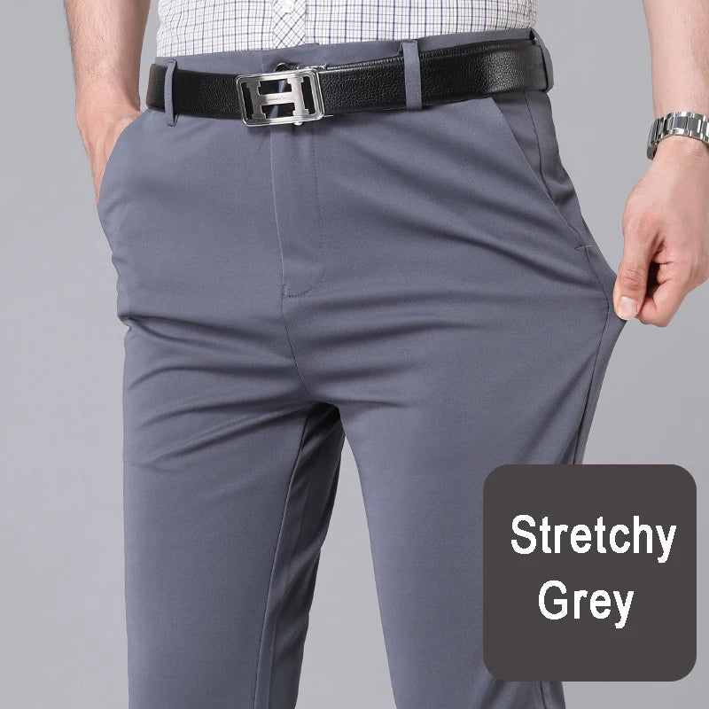 Men’s Smart Casual Black Trousers – Stretch Straight Fit