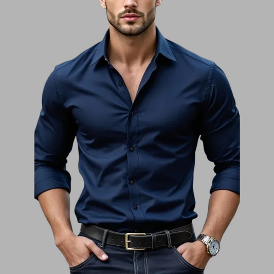 Long Sleeve Smart Casual Four Season Elastic Male Business Shirts